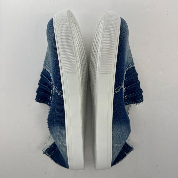 Womens Blue Casual Slip On Denim Canvas Flats Solid Round Toe Size 8.5  Loafers - Picture 7 of 8